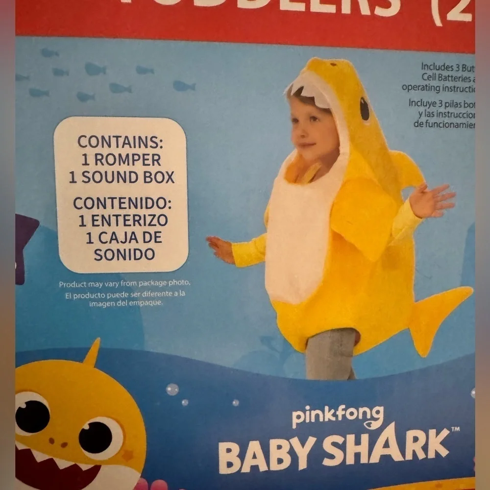 Baby Shark Toddler Halloween Costume with Sound Box Size 2T New pinkfong